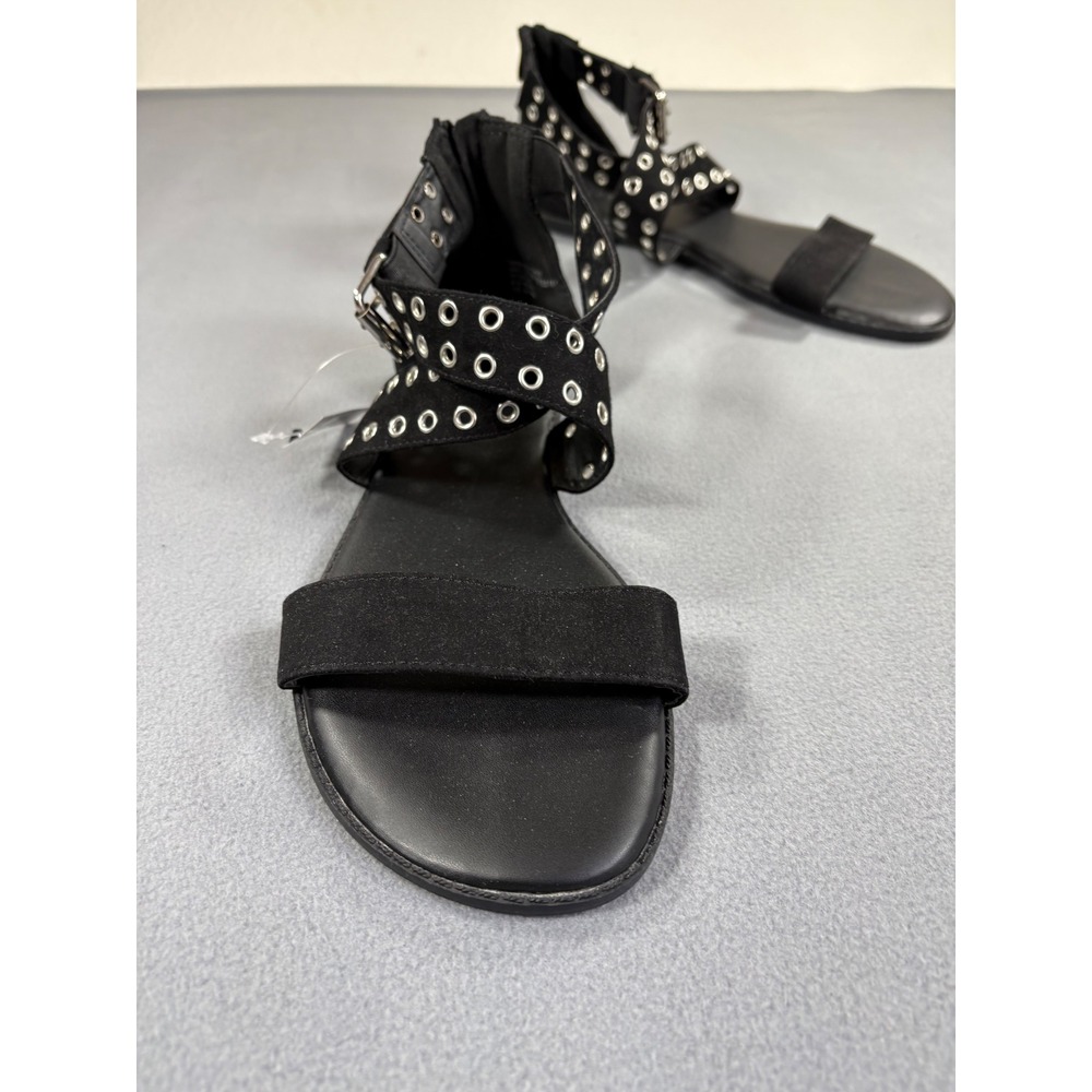 Torrid Gladiator Sandals Womens 11 Black New Eyelet Grommet Strappy Edgy Punk